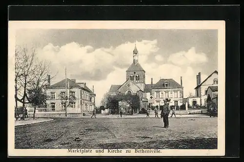 AK Bethenville, Marktplatz und Kirche