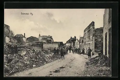 AK Somme-Py, Une rue après la guerre