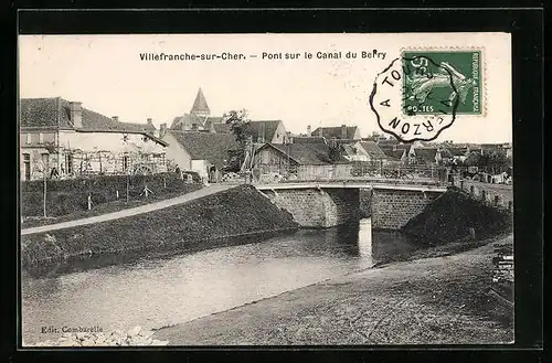 AK Villefranche-sur-Cher, Pont sur le Canal du Berry