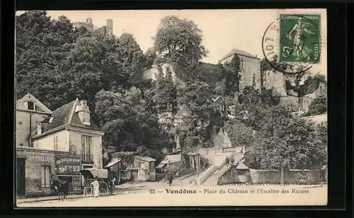 AK Vendome, Place du Chateau rt l`Escalier des Ruines