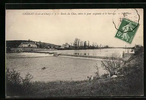 AK Chissay, Bords du Cher, entre le pont suspoendu et le barrage