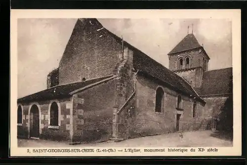 AK Saint-Georges-sur-Cher, L`Église, monument historique du XIe siècle