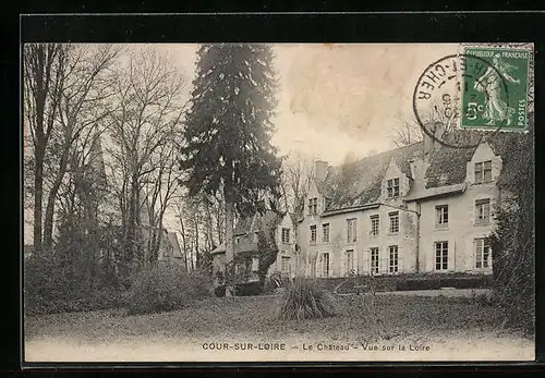 AK Cour-sur-Loire, Le Château, Vue sur la Loire