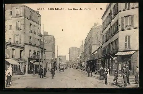 AK Les Lilas, La Rue de Paris, Strassenpartie