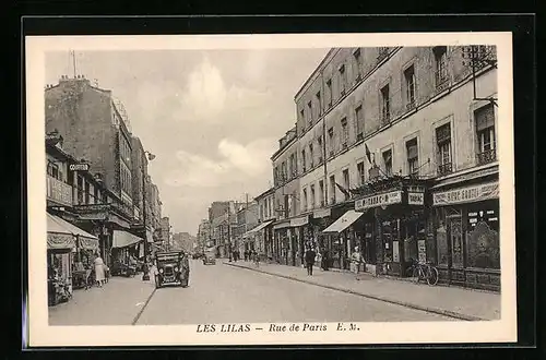 AK Les Lilas, Rue de Paris, Strassenpartie