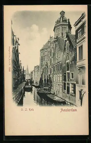 AK Amsterdam, Gracht und Geschäfte, O. Z. Kolk