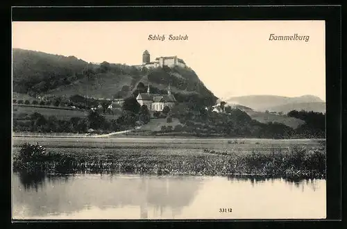 AK Hammelburg, Panorama mit Schloss Saaleck