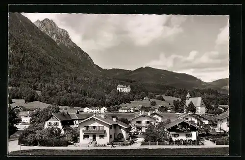 AK Mauthausen, Ortsansicht mit Hochstaufen und Schloss Staufeneck