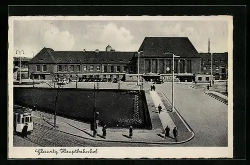 AK Gleiwitz, Hauptbahnhof und Vorplatz