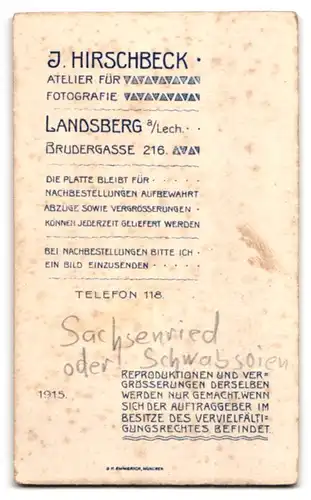 Fotografie J. Hirschbeck, Landsberg a. Lech, Brudergasse 216, Soldat in feldgrauer Uniform mit Portepee