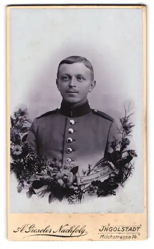 Fotografie A. Gieseler Nachf., Ingolstadt, Milchstrasse 14, Soldat in Uniform