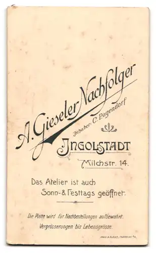 Fotografie A. Gieseler Nachf., Ingolstadt, Milchstrasse 14, Soldat in Uniform