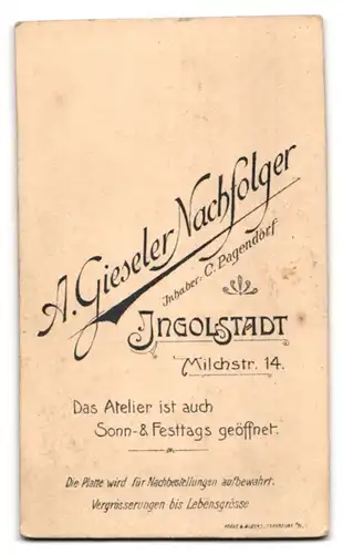 Fotografie A. Gieseler Nachf., Ingolstadt, Milchstrasse 14, Soldat in Uniform