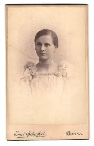 Fotografie Emil Schuffert, Borna, Junge Dame mit zurückgebundenem Haar