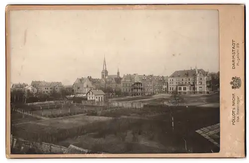 Fotografie Pöllot`s Nachfol., Darmstadt, Hügelstr. 59, Ansicht Darmstadt, Blick auf den Hinterhof mit Häuserpartie, 1907
