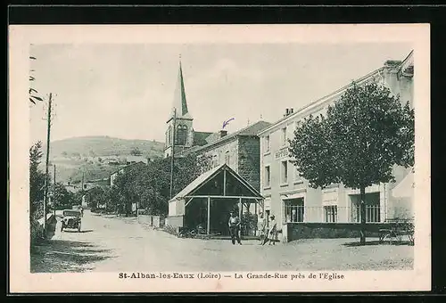 AK St-Alban-les-Eaux, La Grande-Rue près de l`Eglise
