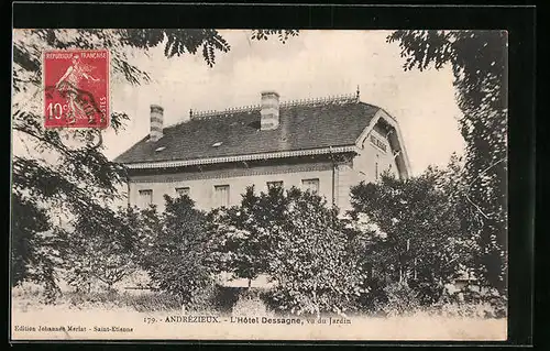 AK Andrézieux, L`Hotel Dessagne, vu du Jardin