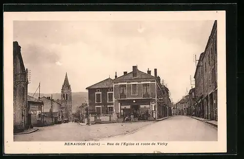 AK Renaison, Rue de l`Eglise et route de Vichy