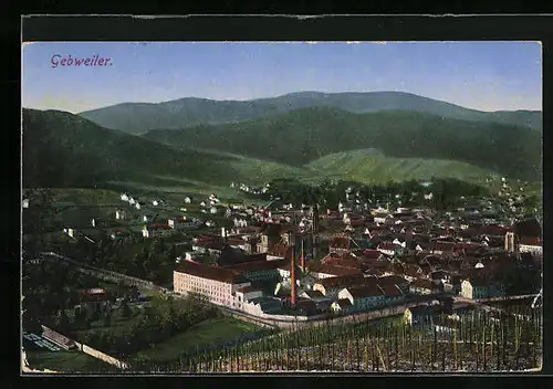 AK Gebweiler, Ortsansicht aus der Vogelschau