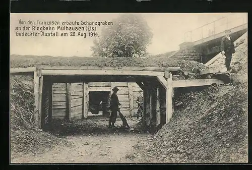 AK Mülhausen, Franz. Schanzgräben an der Ringbahn 1914
