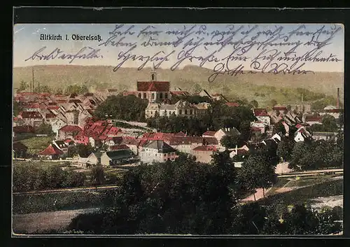 AK Altkirch, Totalansicht mit Kirche