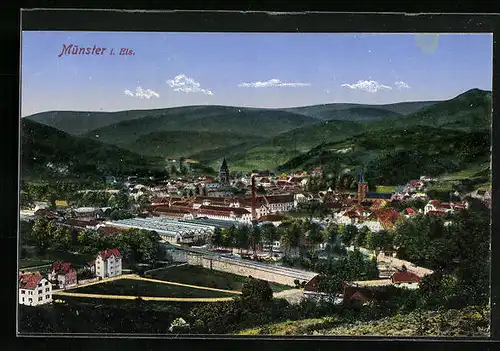 AK Münster, Ortsansicht aus der Vogelschau