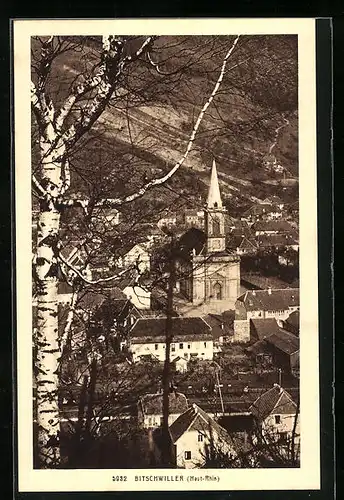 AK Bitschwiller, Kirche aus der Vogelschau