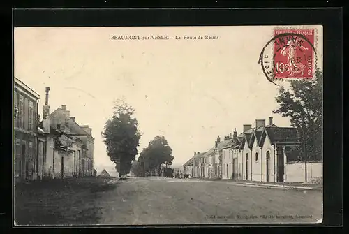 AK Beaumont-sur-Vesle, La Route de Reims