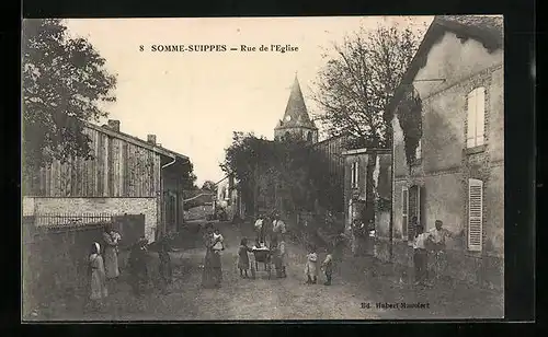 AK Somme-Suippes, Rue de l`Eglise