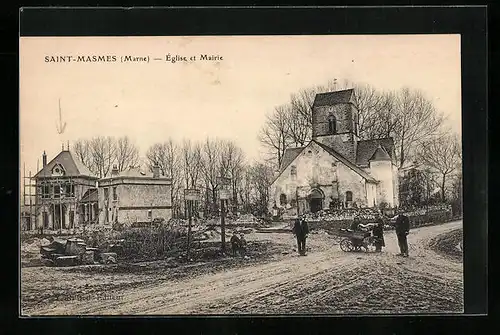 AK Saint-Masmes, Eglise et Mairie