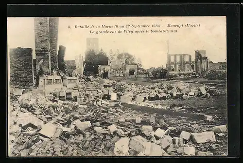 AK Maurupt, La grande rue de Vitry apres le bombardement