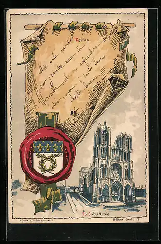 Lithographie Reims, La Cathedrale