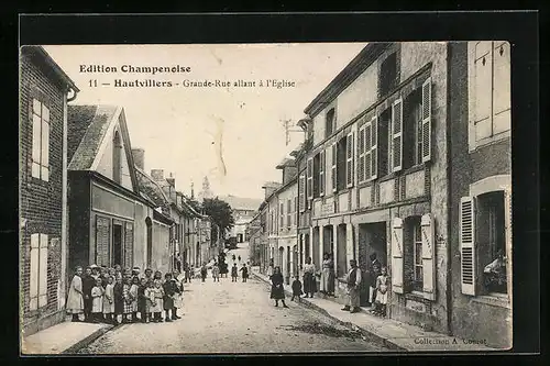 AK Hautvillers, Grande-Rue allant à l`Eglise