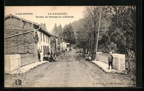 AK Argonne, La Harazée, Route de Vienne-le-Chêteau