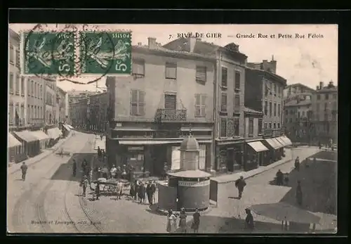 AK Rive-de-Gier, Grande Rue et Petite Rue Féloin