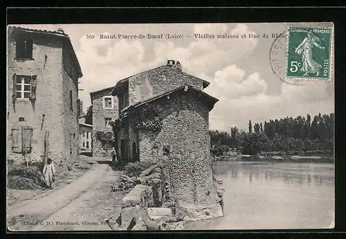 AK Saint-Pierre-de-Boeuf, Vieilles maisons et lone du Rhone