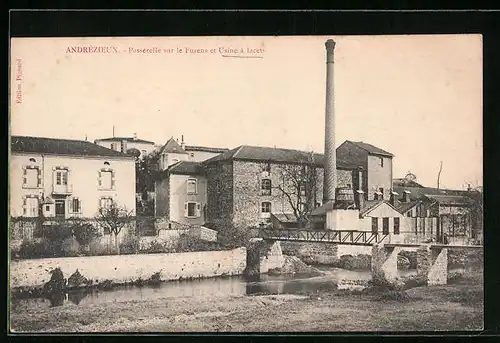 AK Andrézieux, Passerelle sur le Furens et Usine a lacets