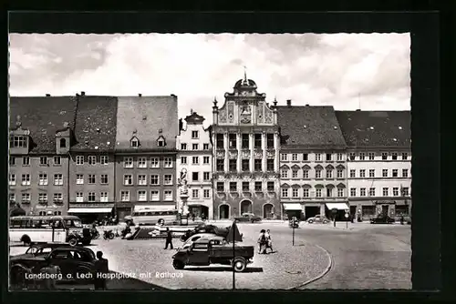 AK Landsberg a. Lech, Hauptplatz mit Rathaus