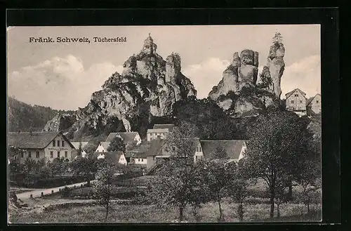 AK Tüchersfeld, Ortspartie mit Felsen