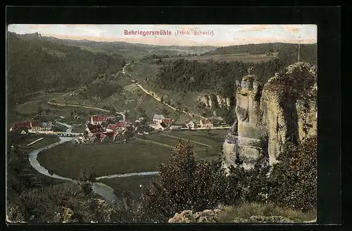 AK Behringersmühle, Totalansicht mit Felsformation