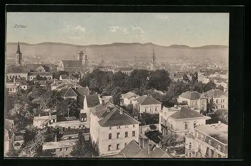 AK Zittau, Totalansicht mit Kirche