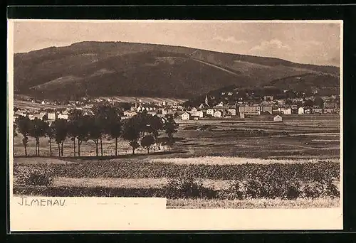 AK Ilmenau, Ortsansicht mit Feldern und Hügeln