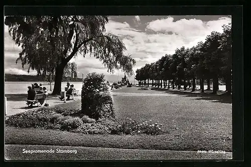 AK Starnberg, Seepromenade mit Urlaubsgästen