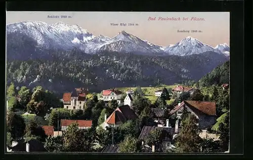 AK Bad Faulenbach bei Füssen, Ortsansicht mit Schlicke, Vilser Kögl und Rossberg