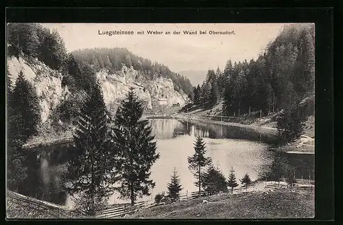 AK Oberaudorf, Luegsteinsee mit Weber an der Wand