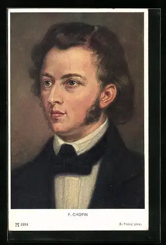 Künstler-AK Komponist F. Chopin elegant im Jackett