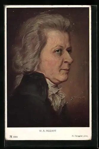 Künstler-AK W. A. Mozart elegant im Portrait