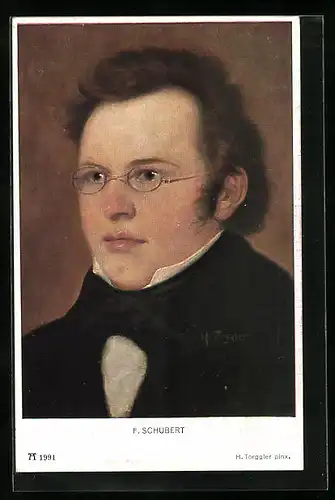 AK Komponist Franz Schubert elegant portraitiert