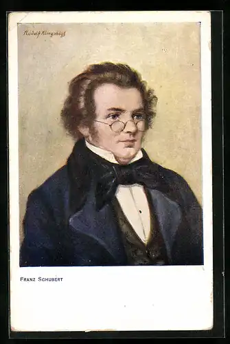 Künstler-AK Franz Schubert im Anzug im Portrait