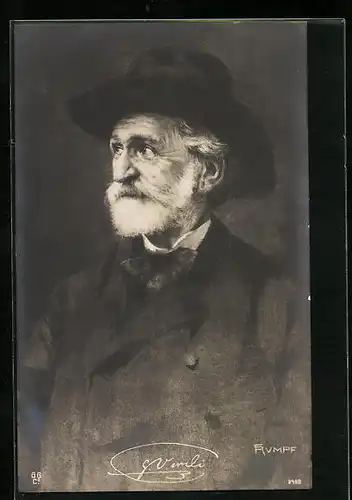 AK Portrait des Komponisten Giuseppe Verdi mit Hut